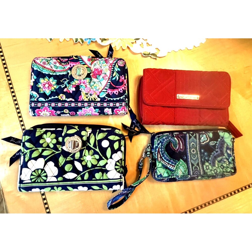 Vera Bradley Lot of 3 Zip Around Wallets & 1 wristlet